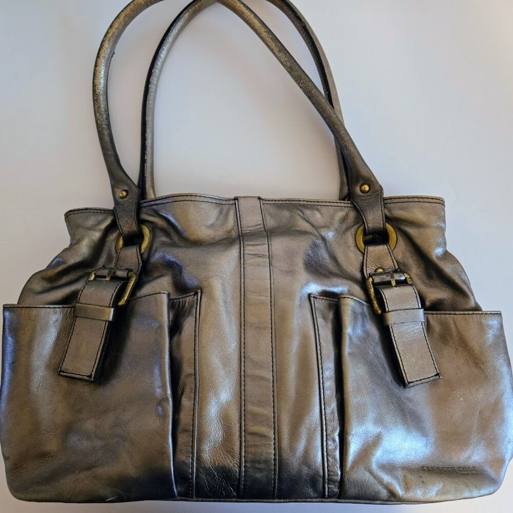 Kenneth Cole metallic gold‎ leather satchel handbag